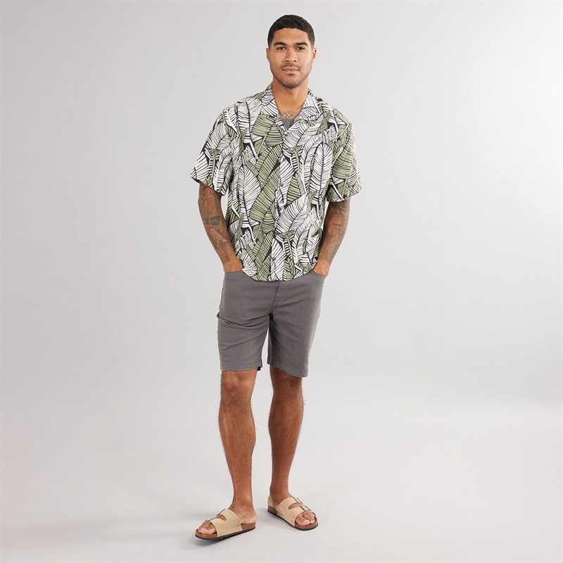 THREADBARE Mens Retro Short Sleeve Shirt Black
