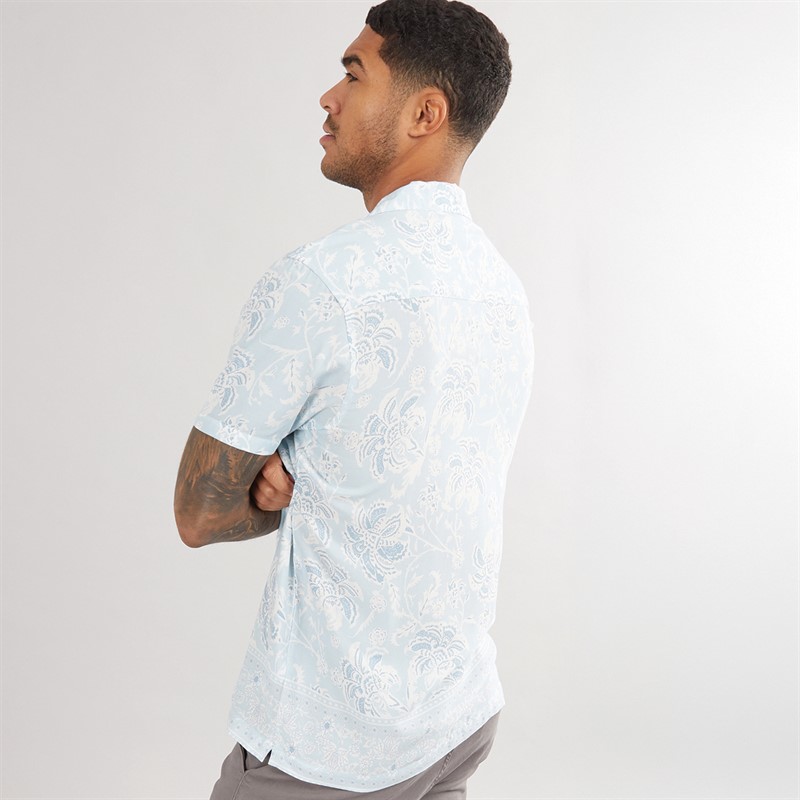 THREADBARE Mens Bankie Short Sleeve Shirt Sky