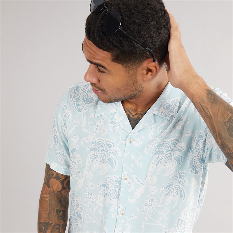 THREADBARE Mens Bankie Short Sleeve Shirt Sky