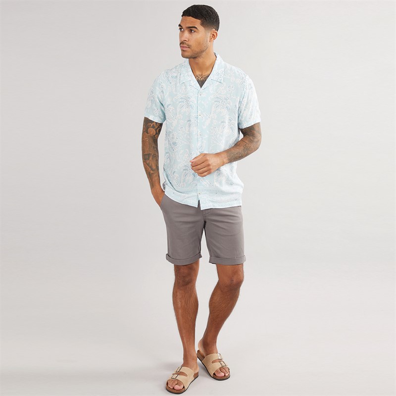 THREADBARE Mens Bankie Short Sleeve Shirt Sky