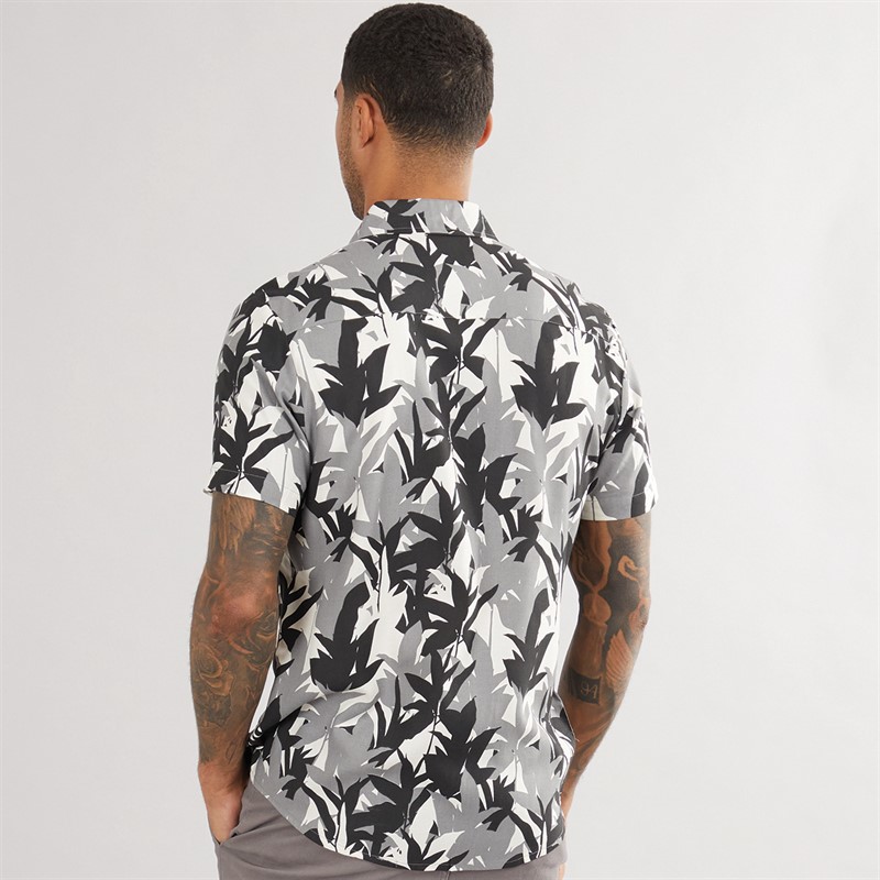 THREADBARE Mens Jungle Short Sleeve Shirt Black
