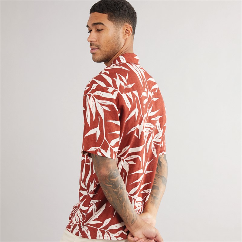 THREADBARE Mens Bamba Short Sleeve Shirt Rust