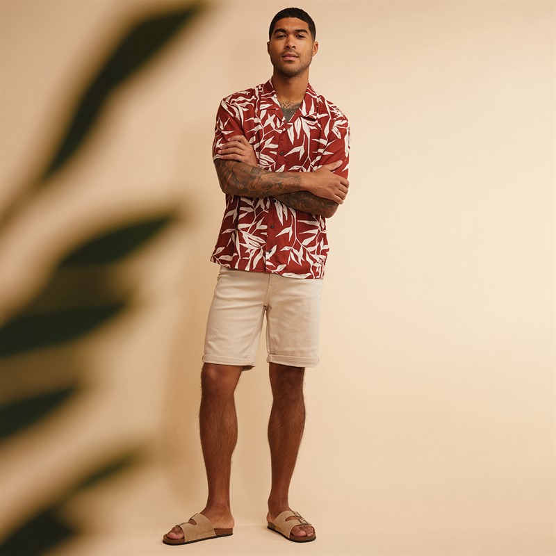 THREADBARE Mens Bamba Short Sleeve Shirt Rust