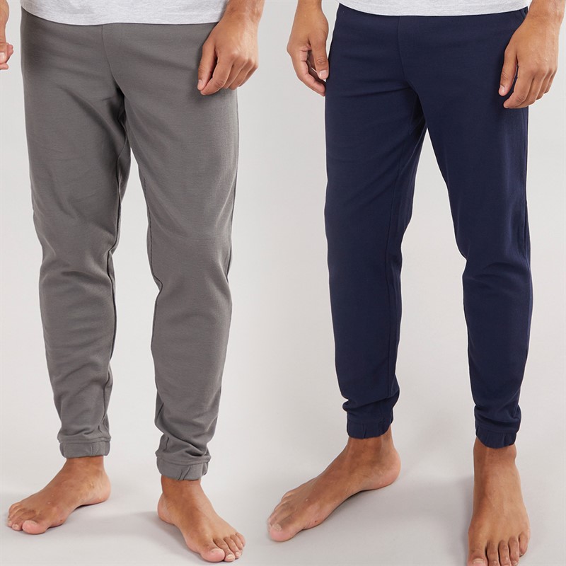 THREADBARE Mens Jerom Two Pack Joggers Slate/Navy