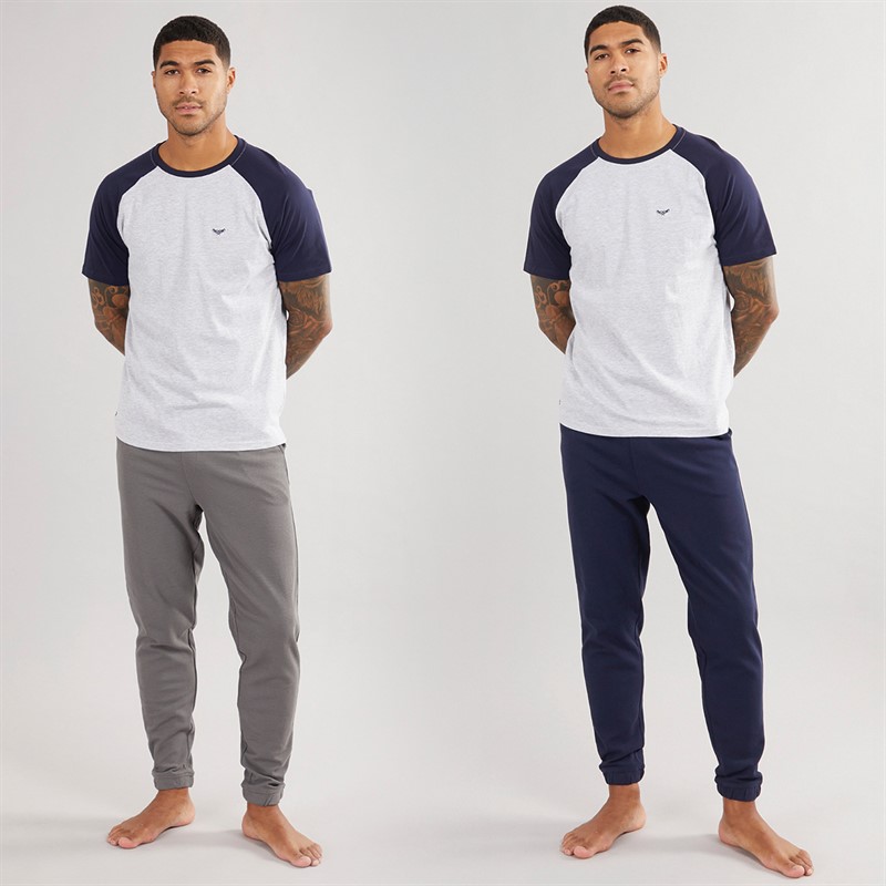THREADBARE Mens Jerom Two Pack Joggers Slate/Navy