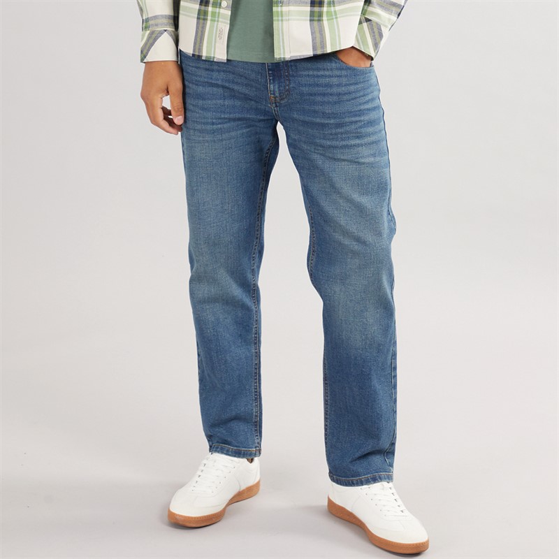 THREADBARE Mens Canterbury Regular Fit Jeans Dirty Wash