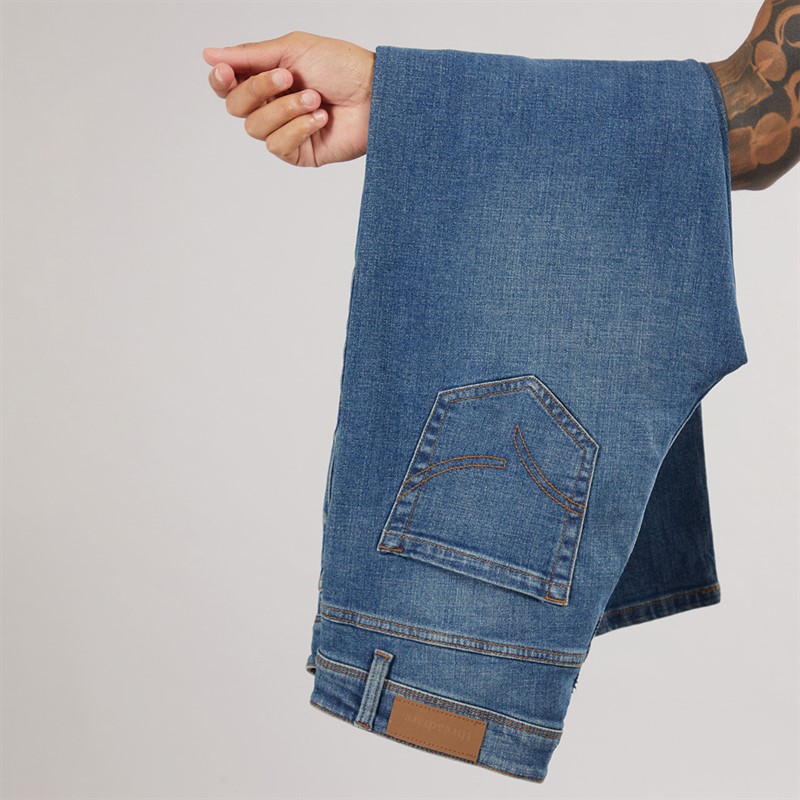 THREADBARE Mens Canterbury Regular Fit Jeans Dirty Wash