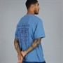THREADBARE Mens Play Back Print Oversized T-Shirt Denim Blue