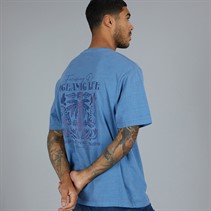 THREADBARE Mens Play Back Print Oversized T-Shirt Denim Blue