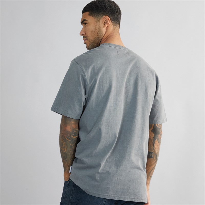 THREADBARE Mens Ambe Acid Wash Boxy Fit T-Shirt Slate