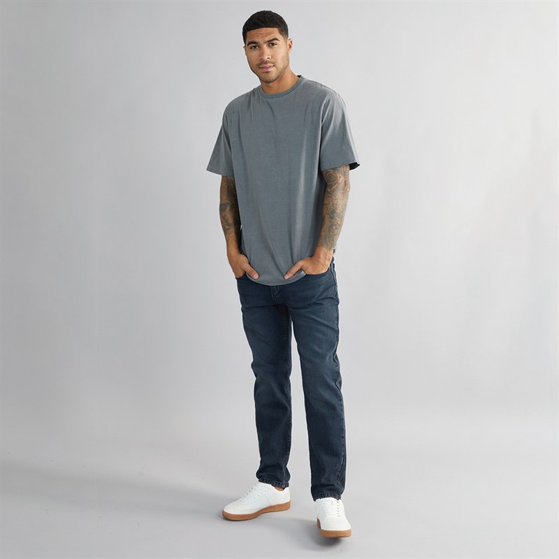 THREADBARE Mens Ambe Acid Wash Boxy Fit T-Shirt Slate