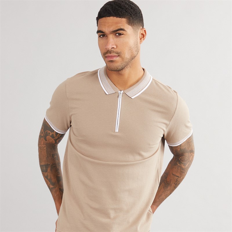 THREADBARE Mens Honey Polo Taupe