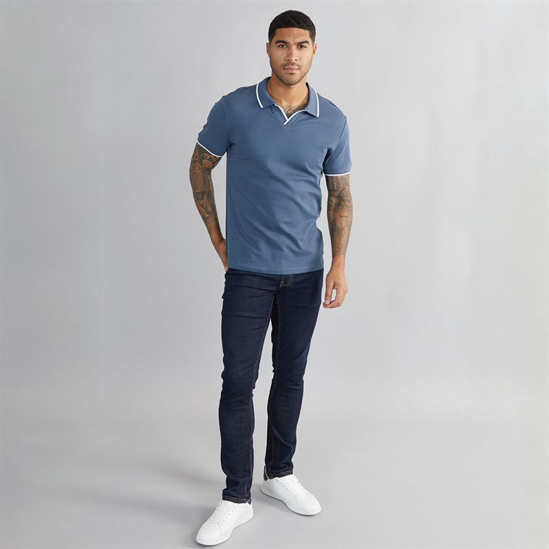THREADBARE Mens Marria Polo Denim Blue