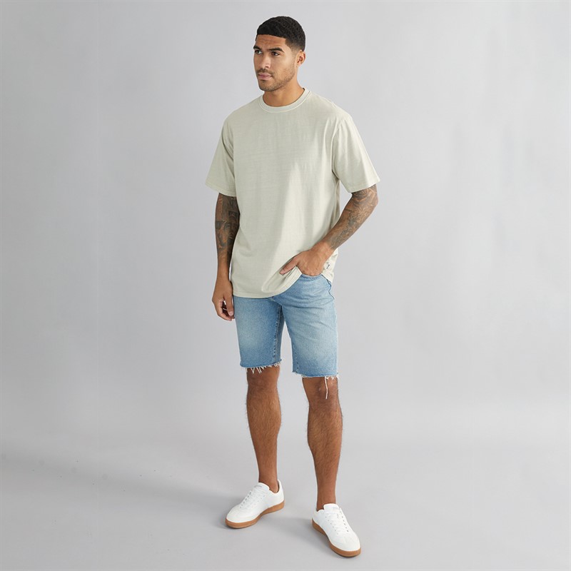 THREADBARE Mens Ambe Acid Wash Oversized T-Shirt Stone