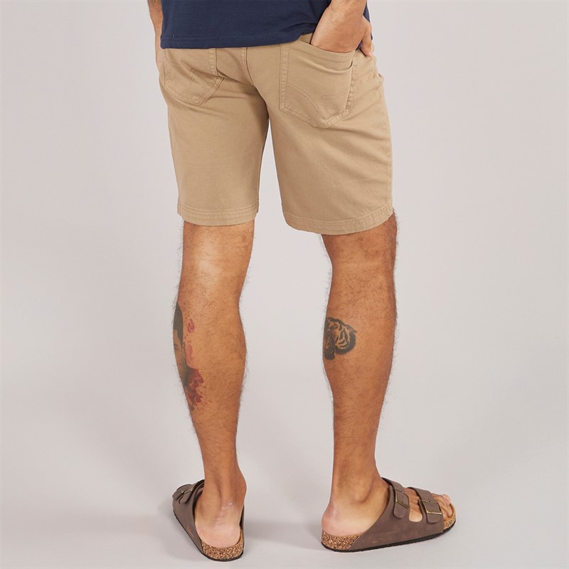 THREADBARE Mens Star Chino Shorts Dark Stone