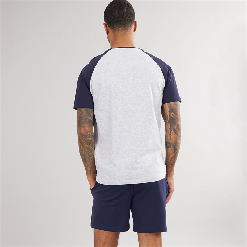THREADBARE Mens Barrow T-Shirt And Shorts Lounge Set Navy/Grey Marl/Navy