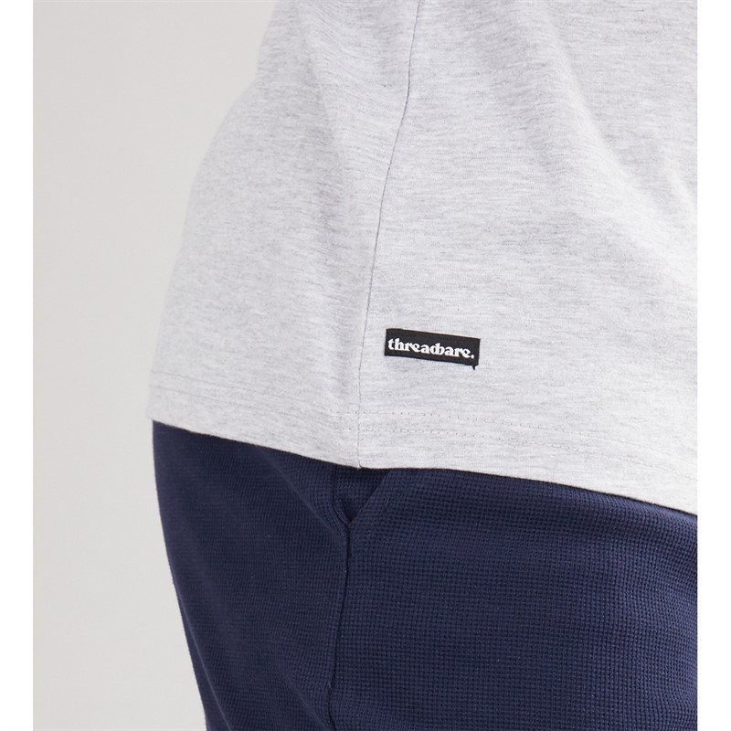 THREADBARE Mens Barrow T-Shirt And Shorts Lounge Set Navy/Grey Marl/Navy
