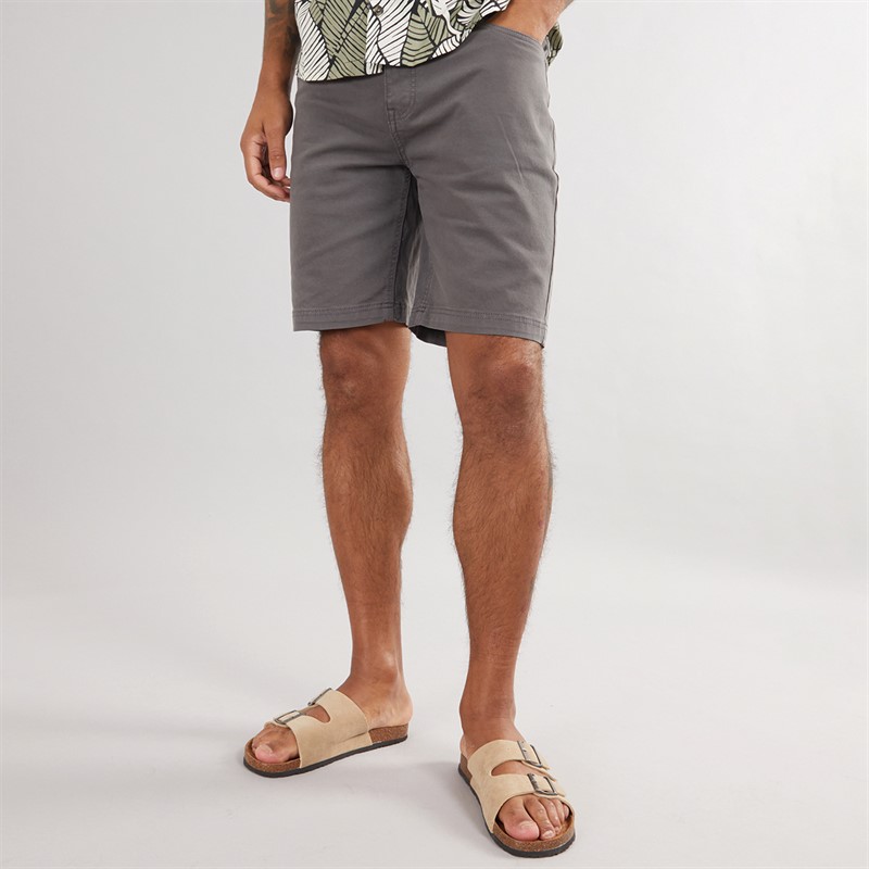 THREADBARE Mens Star Chino Shorts Slate