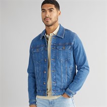 THREADBARE Mens Burns Denim Jacket Mid Wash