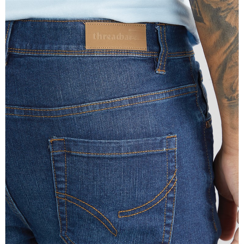 THREADBARE Mens Canter Straight Fit Jeans Vintage Wash