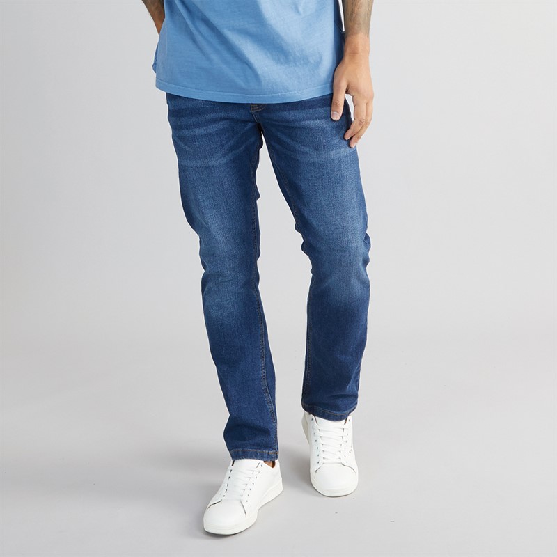 THREADBARE Mens Isling Slim Fit Jeans Mid Wash - Size 34/REG