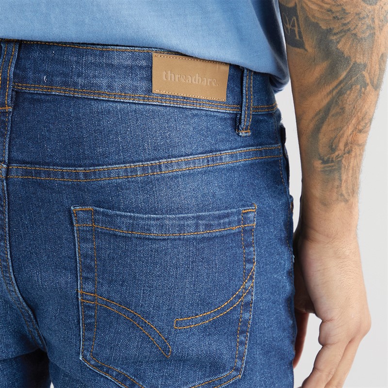 THREADBARE Mens Isling Slim Fit Jeans Mid Wash