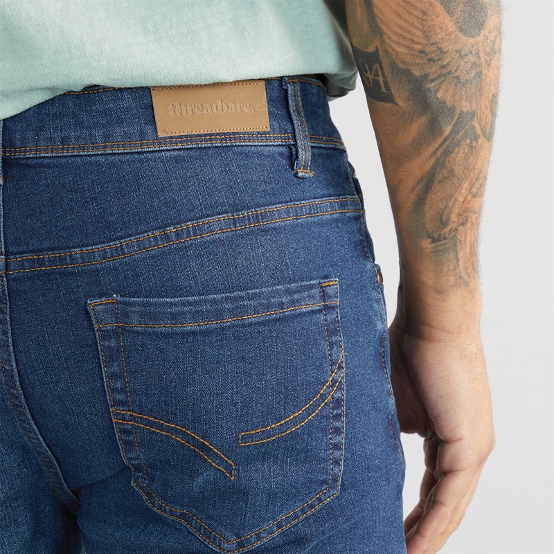 THREADBARE Mens Isling Slim Fit Jeans Vintage Wash