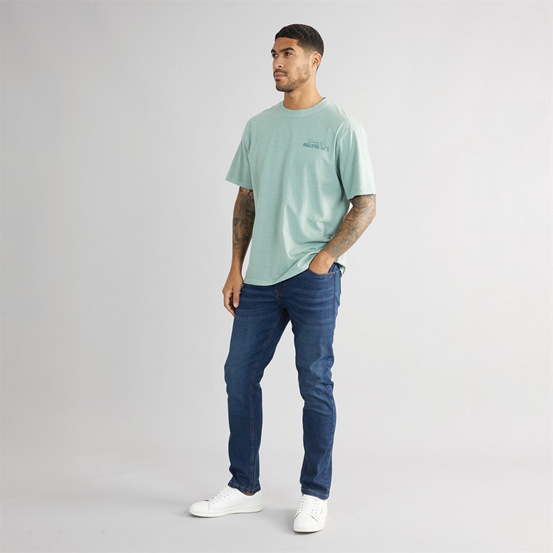 THREADBARE Mens Isling Slim Fit Jeans Vintage Wash