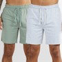 THREADBARE Mens Two Pack Emer Lounge Shorts Grey Marl/Sage