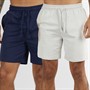THREADBARE Mens Two Pack Emer Lounge Shorts Navy/Stone