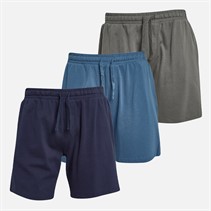 THREADBARE Mens Three Pack Dav Lounge Shorts Denim Blue/Navy/Slate