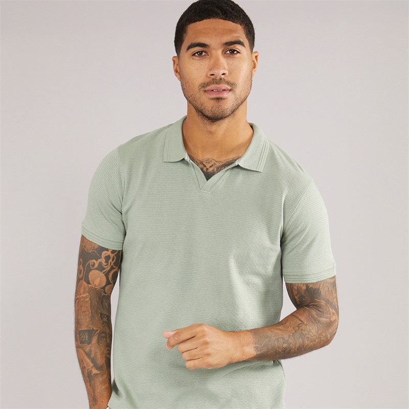Threadbare Mens Beding Trophy Neck Polo Shirt Sage
