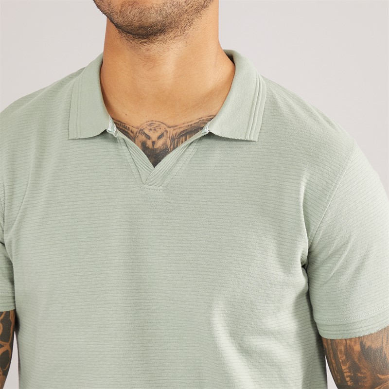 Threadbare Mens Beding Trophy Neck Polo Shirt Sage