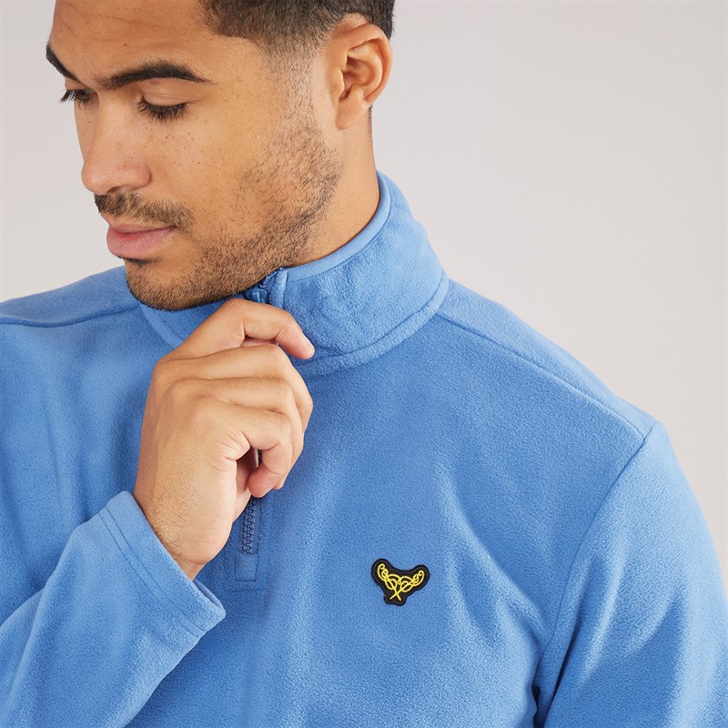 THREADBARE Mens Blade 1/4 Zip Fleece Cobalt