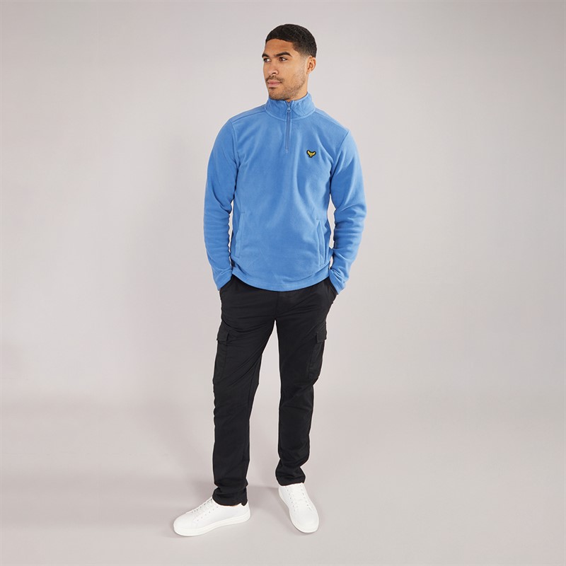 THREADBARE Mens Blade 1/4 Zip Fleece Cobalt