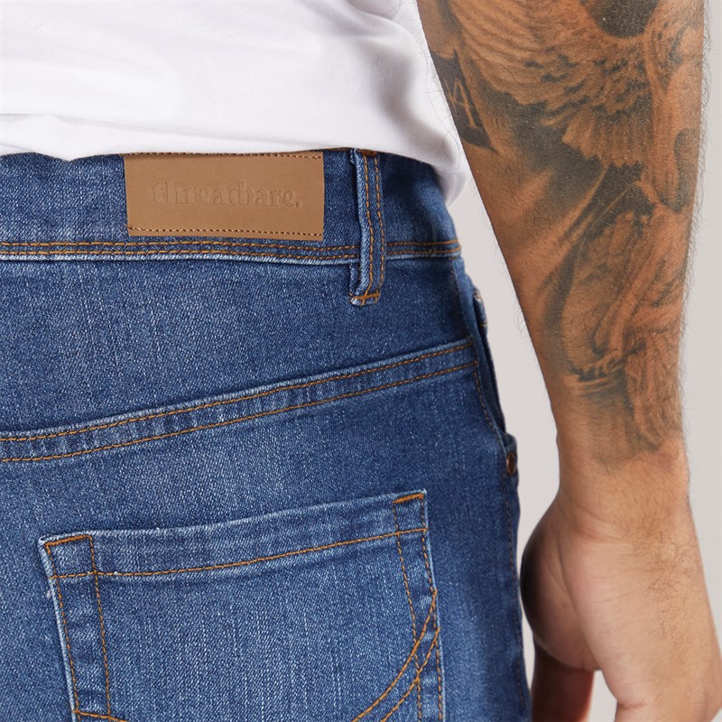 THREADBARE Mens Jeans Canter Straight Fit Jeans Mid Wash