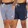 THREADBARE Mens Kit Two Pack Swim Shorts Navy/Navy AOP