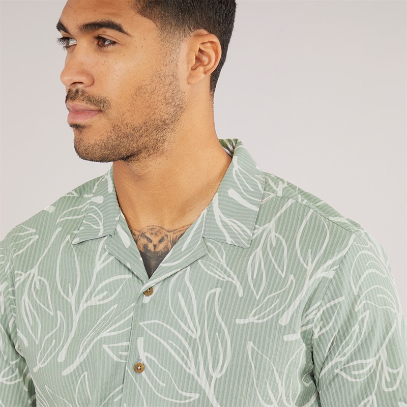 THREADBARE Mens Pick Short Sleeve Shirt Sage