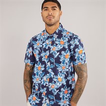THREADBARE Mens Bell Short Sleeve Shirt Navy