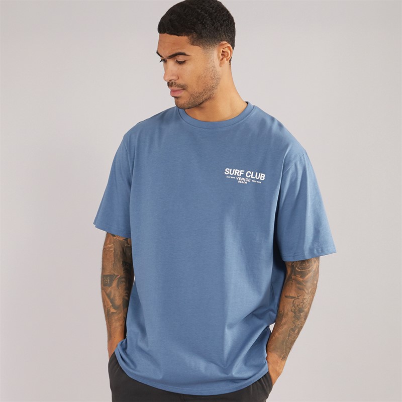 THREADBARE Mens Wats T-Shirt Denim Blue - Size L