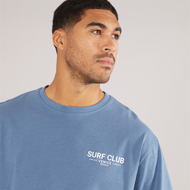 THREADBARE Mens Wats T-Shirt Denim Blue