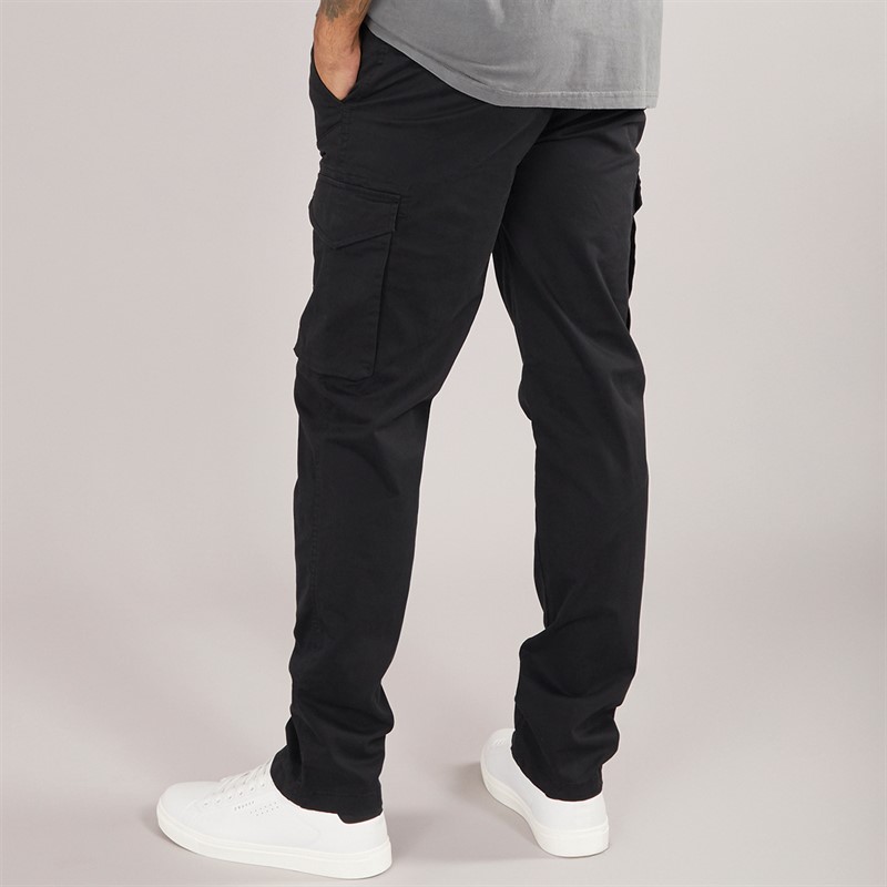 THREADBARE Mens Battled Cargo Trousers Black