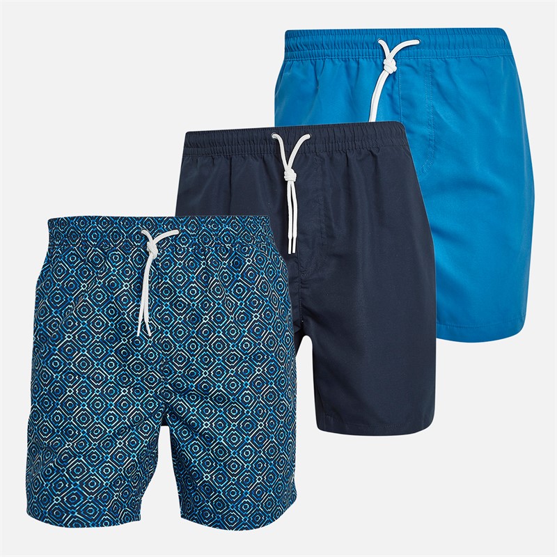 THREADBARE Mens Jo Three Pack Swim Shorts Royal/Navy/Navy - Size XL