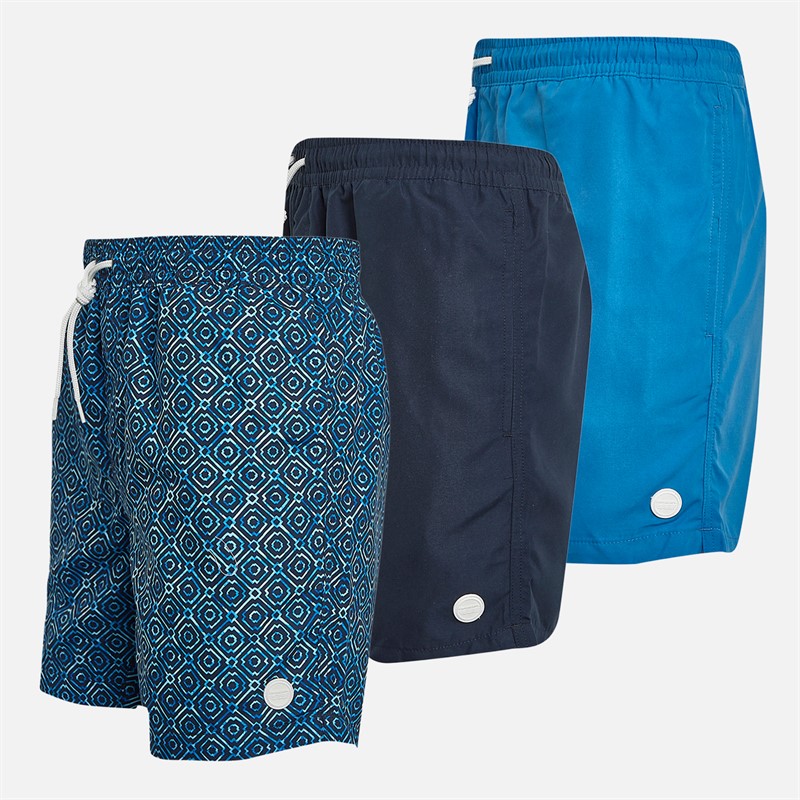 THREADBARE Mens Jo Three Pack Swim Shorts Royal/Navy/Navy