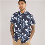 THREADBARE Mens Stone Short Sleeve Shirt Navy