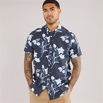 THREADBARE Mens Stone Short Sleeve Shirt Navy