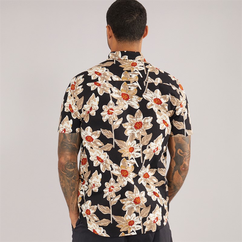 THREADBARE Mens Bell Short Sleeve Shirt Black