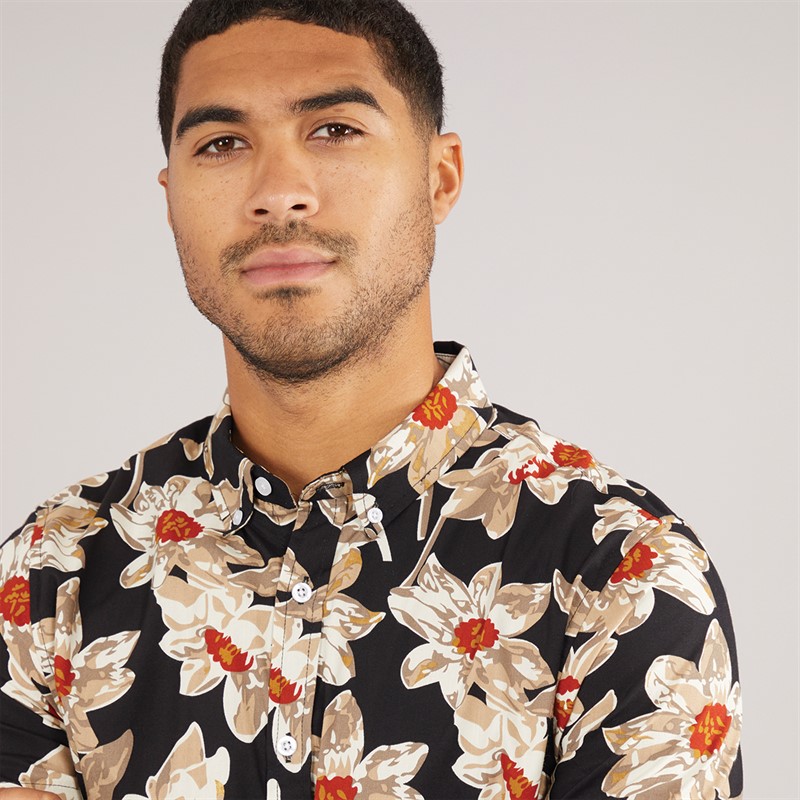 THREADBARE Mens Bell Short Sleeve Shirt Black