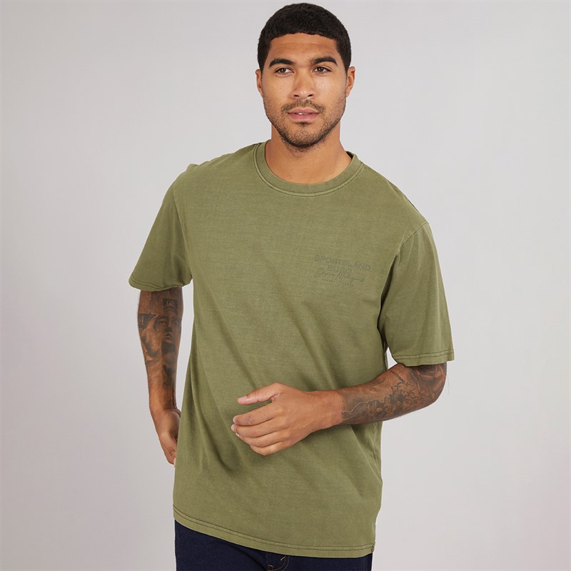 THREADBARE Mens Rose T-Shirt Khaki