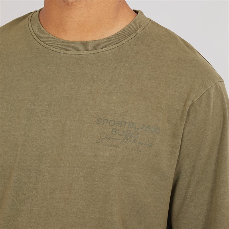 THREADBARE Mens Rose T-Shirt Khaki